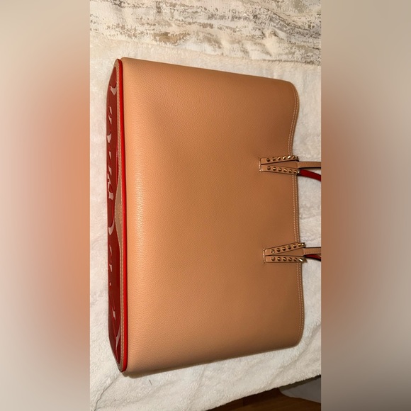Christian Louboutin Tan and Red Studded Tote w/o wristlet - Picture 13 of 16